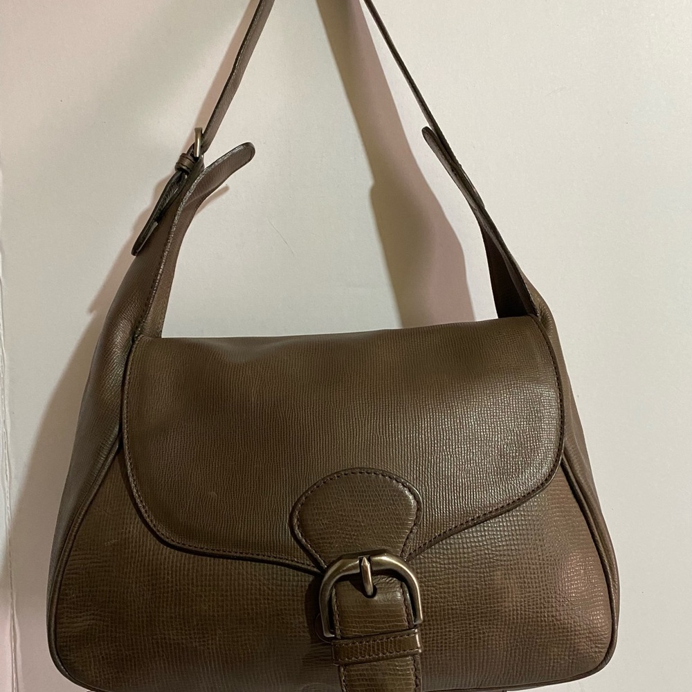 Marni vintage gray distressed leather shoulder handbag